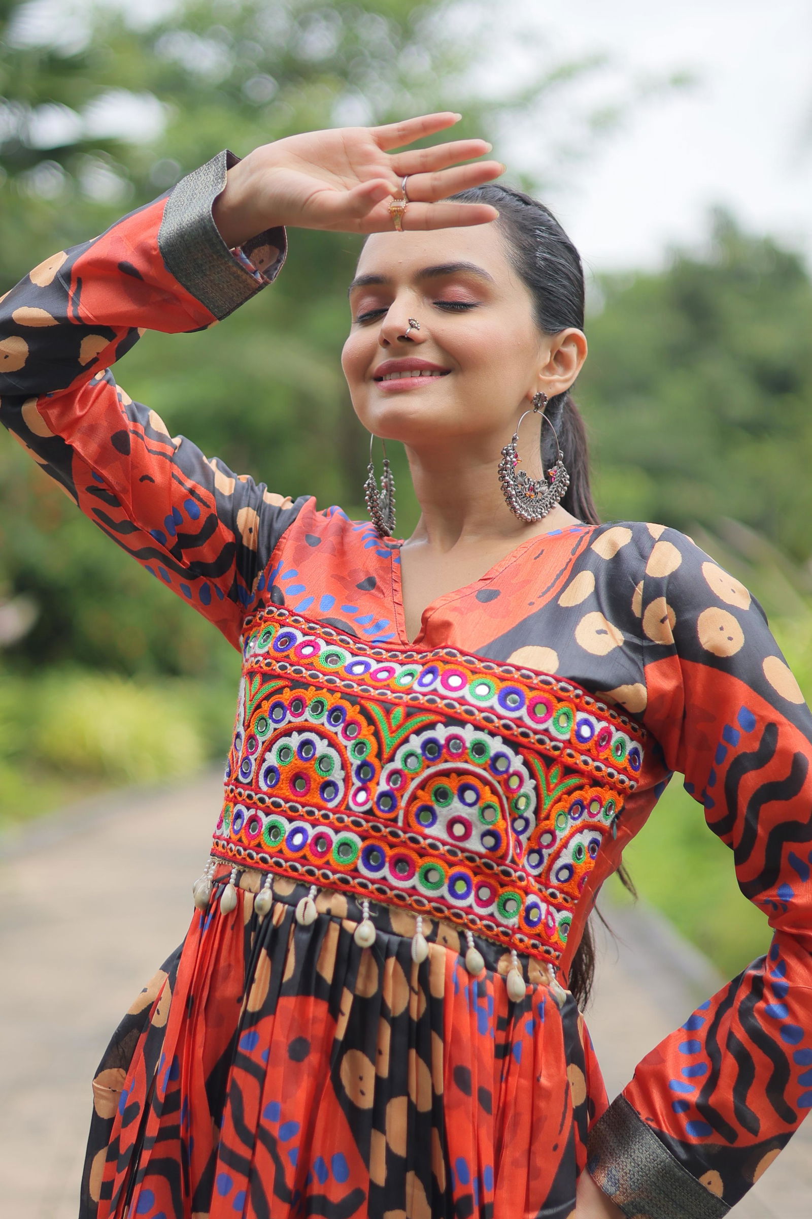 KA 1131 Art silk With Kutchi Gamthi Work Navaratri Kurtis Wholesale Shop In Surat